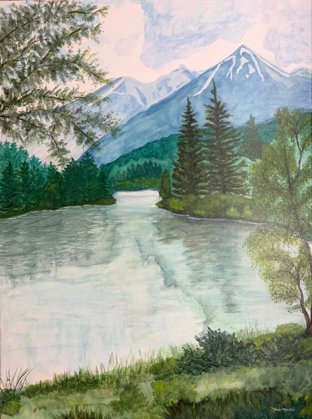 Mountain Lake – Watercolor on Canvas, 30” x 40”X5/8"