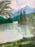 Mountain Lake – Watercolor on Canvas, 30” x 40”X5/8"