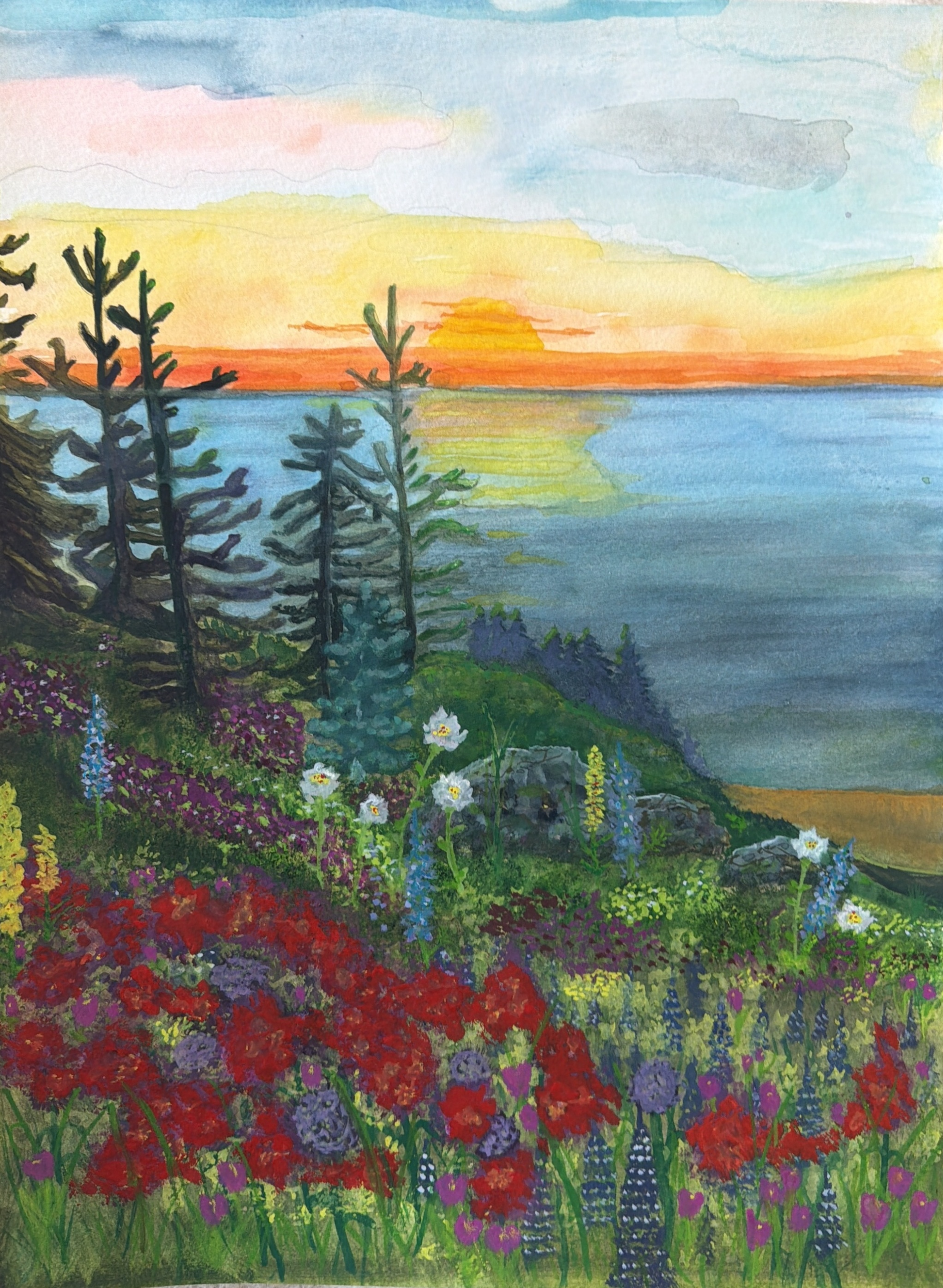 Coastal Wildflower Sunset