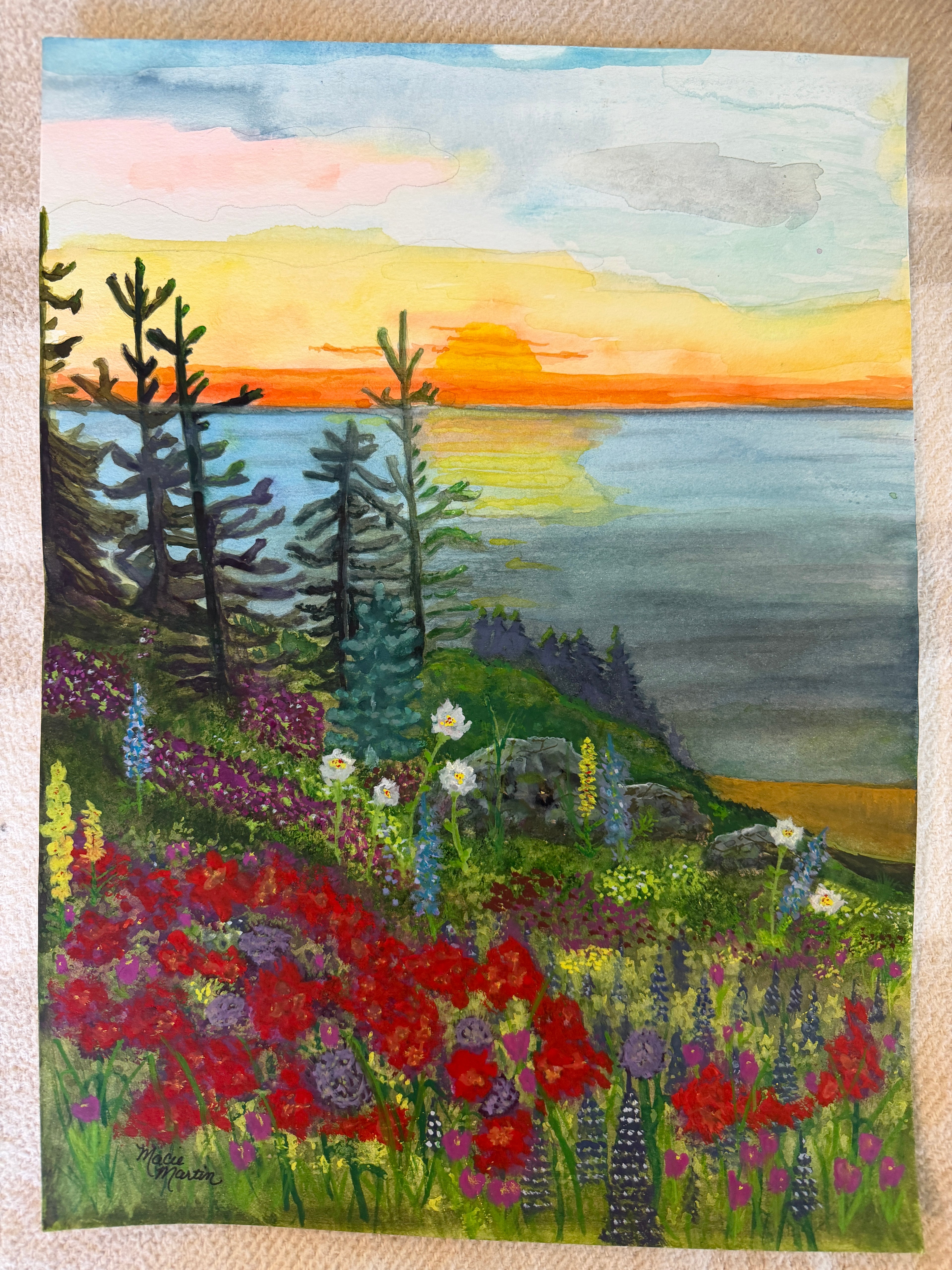 Coastal Wildflower Sunset