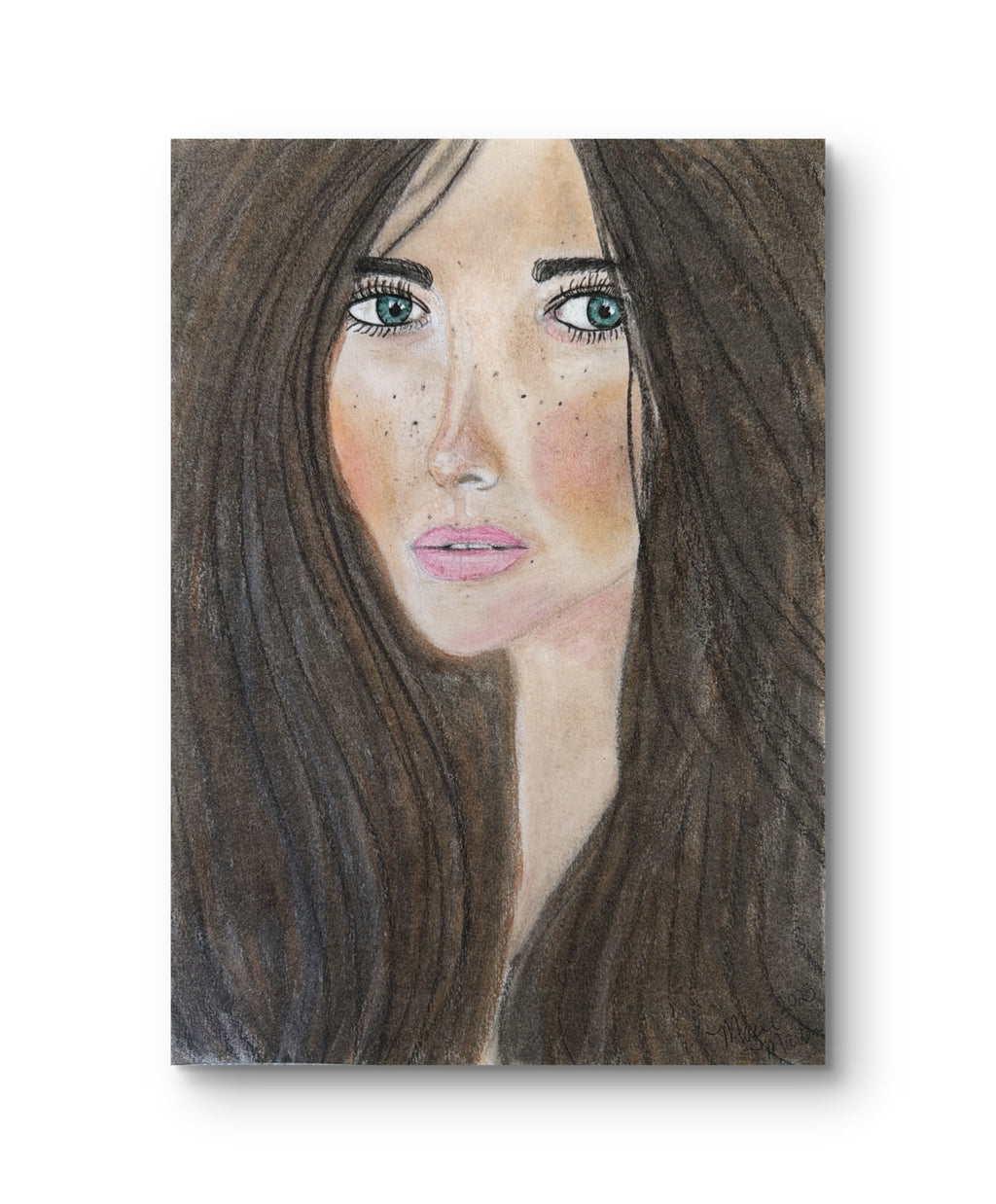 Girl with sea eyes- Original oil pastel portrait