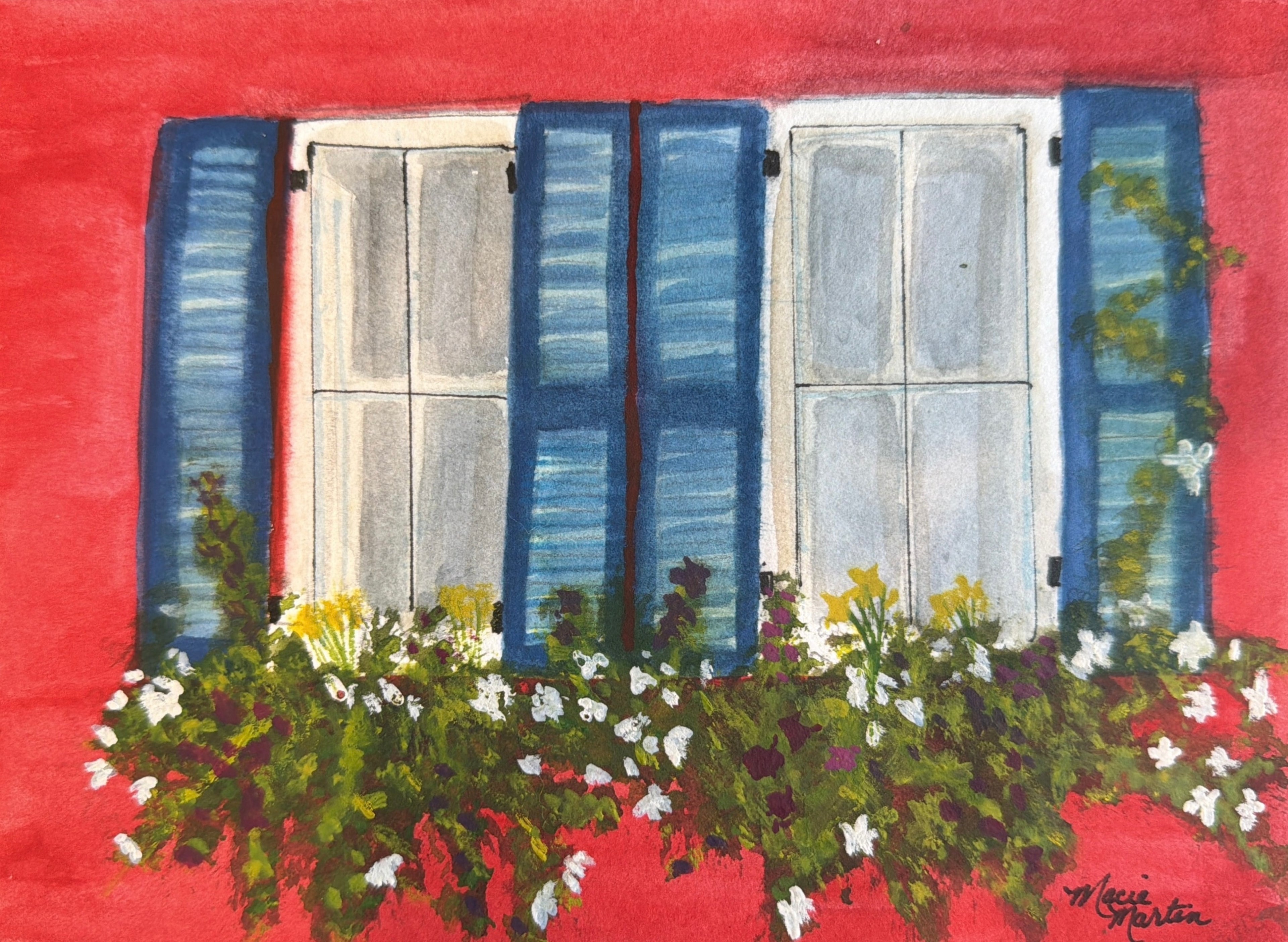 Charleston Window Box - original 5x7 watercolor