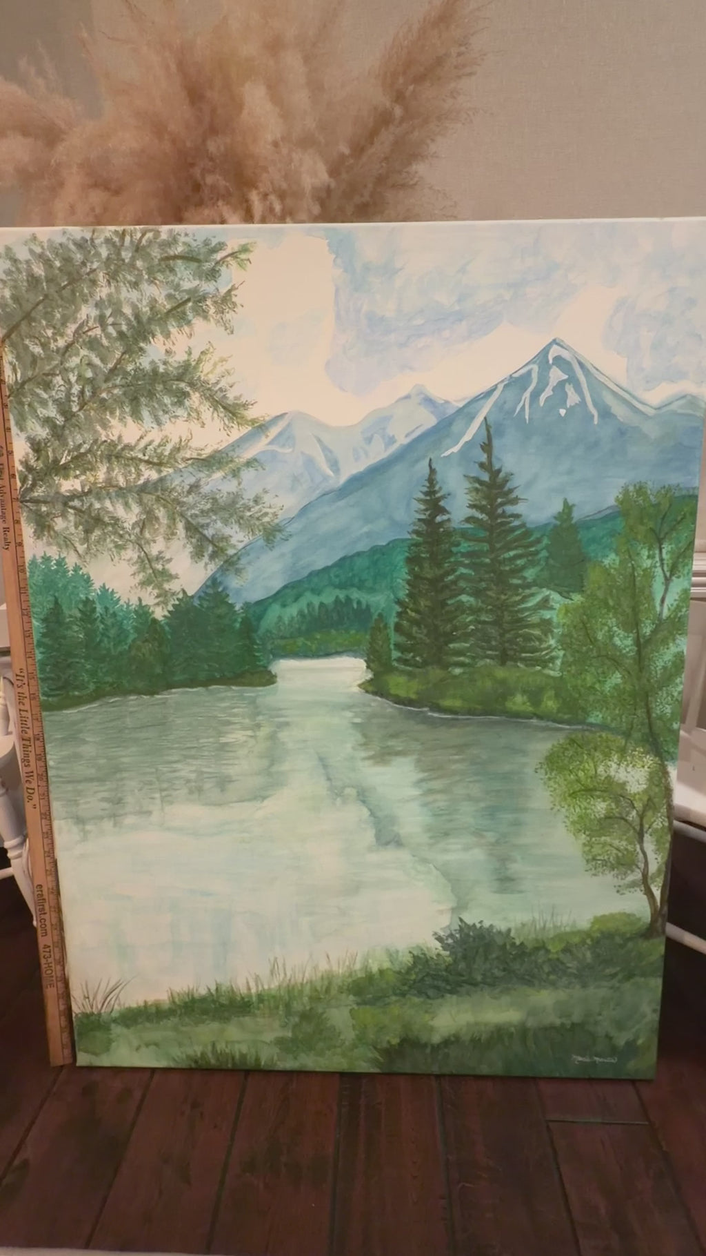 Mountain Lake – Watercolor on Canvas, 30” x 40”X5/8"